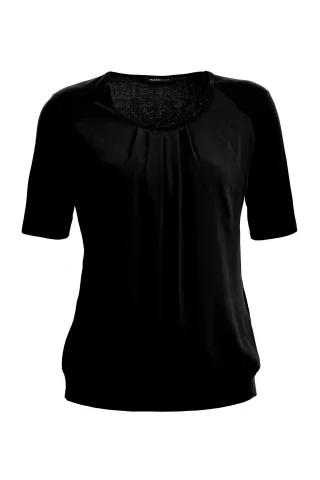 FRANK WALDER - Shirt NOS mit figurschmeichelndem Bund schwarz - Gr. - 46