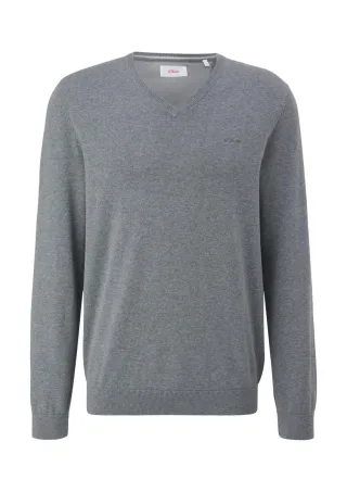 s.Oliver Red Label - Strickpullover mit Logostickerei grau - Gr. - L