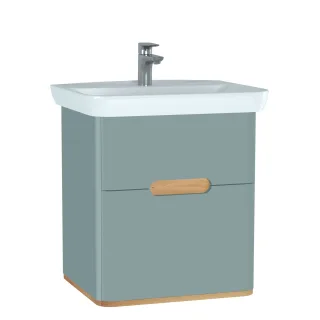 VitrA Sento Set 63 cm Waschtisch + Unterschrank 2 Laden Fjordgrün Matt,65876 65876