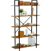 CARO-Möbel Bücherregal MEDA, Regal im Industrial Stil aus Metall in schwarz und MDF Holzoptik 5 Reg