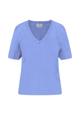 FYNCH-HATTON - PULLOVER 1/2 V-NECK LINEN cornflower blue - Gr. - M