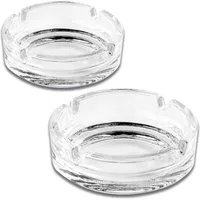 Coumo Aschenbecher 2x Glas Ascher, Transparent 11cm, für draussen, 2er Set - Ideal für Bistro, Gastro, Garten, Zuhause...