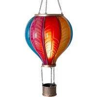 IC Gardenworld LED Solarleuchte LED Solar Heißluftballon mit Flammeneffekt Beleuchtung zum Aufhängen, LED fest integriert, warm-weiß mit Flammeneffekt