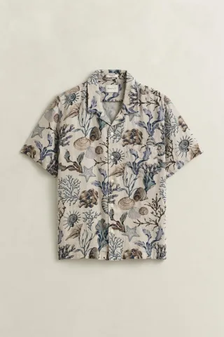 GANT - Leinenhemd mit Print oat beige - Gr. - XL