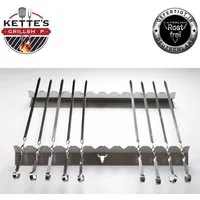 Kette´s Grillzubehör Grillspieß Spießleiste/Spießaufsatz/Schaschlik Grillaufsatz aus Edelstahl, Rostfreier Edelstahl, Kein ankleben des Grillgutes