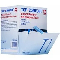 AMPri Handelsgesellschaft mbH Einwegrasierer Top-Comfort Einmal-Rasierer, einschneidig, blau, 100-tlg., 100 Stück, unsteril, einschneidig, für Trockenrasur