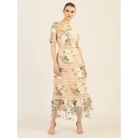 Apart Maxikleid allover bestickt mit plastischem Blumenmuster