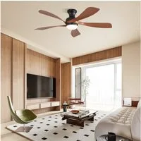 Sofucor Deckenventilator mit LED-Licht und Fernbedienung, ∅132 cm, 5 ABS-Flügel, dimmbar, 6 Geschwindigkeiten, Timer (1/4/8 h), Leiser DC-Motor