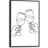 Reinders! Poster Wein, Küche - Schwarz-Weiß - MDF - Line Art - 20x30 cm