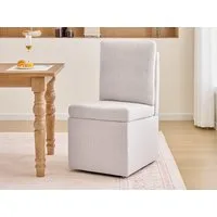 DEKKETO Esszimmerstuhl mit Stauraum sowie abnehmbarem Kissen, 360° drehbar, Beigegrau (1 St), Fluffy, High Back, Rolling, Space Saving, Upholstered