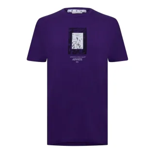 Off White - T-Shirt für Herren, Baumwolle, Regulär, kurzärmlig (Violett)