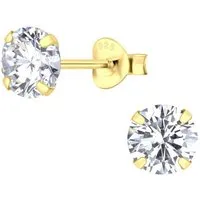 ALEXANDER YORK Paar Ohrstecker ROUND ZIRCONIA 6 mm in Gold, 2-tlg., 925 Sterling Silber
