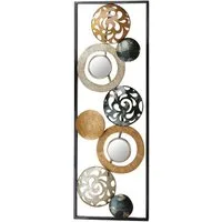 Kobolo Wandbild Metallbild Ringe und Kreise silber gold grau, mit Spiegel