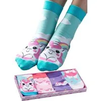 Corimori Haussocken Witzige Einhorn Baumwolle Socken 4er Set Geschenk-Box Unicorn Anime (Packung, 4-Paar, Geschenk) Einheitsgröße 36-44, Kawaii Strümpfe, plastikfreie Geschenkverpackung