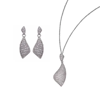 Orphelia Damen 925 Sterling Silber Set: Kettenanhänger + Ohrringe - Silber SET-5884
