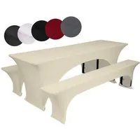 TexDeko Hussen-Set Stretch-Hussen-Set für Bierzeltgarnitur Biertisch 220cm (10% Elastan), strapazierfähig, waschbar, pflegeleicht