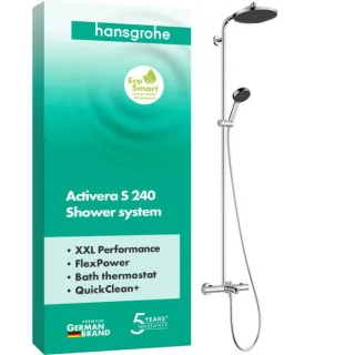 hansgrohe Activera S Duschsystem 240 28871000 1 Strahlart wassersparend mit Wannenthermostat Ecostat Fine, mit Wannenthermostat Ecostat Fine, chrom