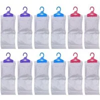 HAC24 Granulat-Luftentfeuchter 12er Set Duft Luftentfeuchter Entfeuchter Kleiderschrank, Tank 0,50 l, zum Aufhängen je 210g Granulat mit 500 ml Beutel