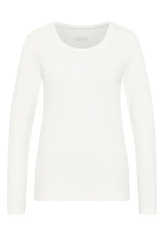 CECIL - Basic Langarmshirt vanilla white - Gr. - L