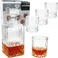 MamboCat Whiskyglas 5tlg Set Whilly Whiskykaraffe 720ml + 4 Tumbler Dekanter, Glas