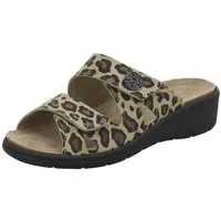 AFS-Schuhe 280898 Wechselfußbett Pantolette für Damen mit Keilabsatz, bequeme Sandalen aus Leder