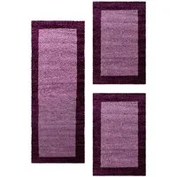 Teppium Teppich Bordüre Design, Rechteckig, Höhe: 30 mm, Schlafzimmer Teppich Bettumrandung Läufer Set 3 teilig Lila
