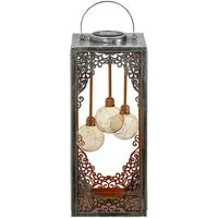 Dehner LED Solarleuchte Solar-Laterne Marsa, Lichtfarbe warmweiß, Metall, Warmweiß, romantische LED-Laterne mit orientalischen Ornamenten