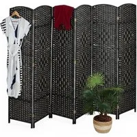 relaxdays Paravent Raumteiler 6 teilig, schwarz