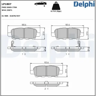Delphi Bremsbel?ge hinten Nissan Renault Suzuki