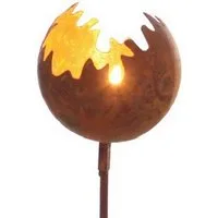 Dragimex Gartenstecker Metall Stecker. FEUERBALL. Feuerkugel, Gartenstecker Edelrost. H 80cm