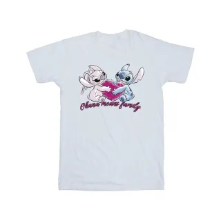 Disney Mädchen Lilo und Stitch Ohana Herz mit Engel Baumwolle T-Shirt (weiß)