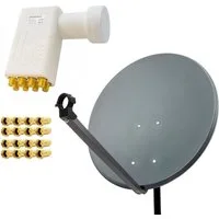PremiumX SAT Anlage 80cm Antenne Aluminium Octo LNB 16x F-Stecker SAT-Antenne