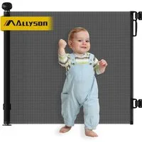 Allyson Treppenschutzgitter Türschutzgitter Ausziehbar, Tür & Treppengitter für Kinder & Haustiere (Inklusive Befestigungsmaterial für zwei unterschiedliche Positionen), Platzsparend ausziehbar bis 140cm, robustes PVC-Netz für Kind & Hund