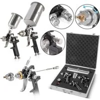 STAHLWERK Druckluftwerkzeug HVLP Lackierpistolen Set SGS-1125 ST, (Paket, 13-tlg., Set), Profi Spritzpistole