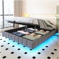 STILVORA Polsterbett 160x200 Jugendbett mit LED-Licht&Bettkasten,Bettgestell ohne Matratze (mit Stauraum und LED-Beleuchtung – Multifunktionales Design ohne Kopfteil, Luftdruck-Lagersystem, Robuster Metallrahmen für 250 kg Belastbarkeit, Perfekt für 