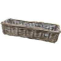 Spetebo Blumenkasten Rattan Pflanzkorb natur mit Folie für Innen und Außen - 58 x 18 cm (Anzahl, 1 St., Stück), Passend für alle Fensterbänke