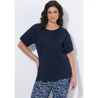 Ulla Popken T-Shirt T-Shirt Ballonärmel Rundhals Halbarm Modalmix