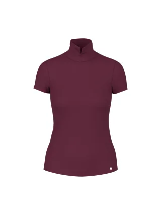 Marc Cain Additions - Stehkragen-Shirt aus Baumwollstretch winetasting - Gr. - 44