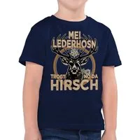 Shirtracer T-Shirt Trachten Outfit Lederhose Spruch Trägt der Hirsch Mode für Oktoberfest Kinder Outfit