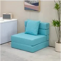 HOMCOM Schlafsofa 2-in-1 Klappsessel mit Bettfunktion, Relaxsessel mit Kissen, Schlafsessel klappbar 1 Teile, für Wohnzimmer, Schlafzimmer, bis 120 kg Belastbar, Blau