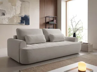 Sofa 3-Sitzer mit Schlaffunktion HUNTER in Stoff Soft Graubraun