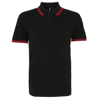 Asquith & Fox Herren Classic Fit Tipped Polo Shirt (Schwarz/Rot)