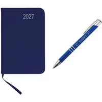 Stylex Schreibwaren Buchkalender Taschenkalender 2027 / ca DIN A7 / mit PU Einband / Farbe: blau + Glüc