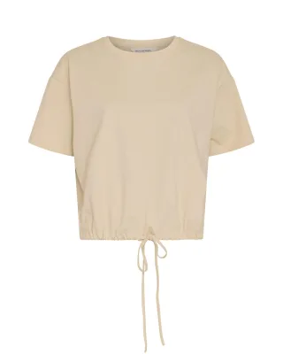 msch copenhagen - T-Shirt mit Tunnelzug beige - Gr. - S