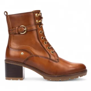 Pikolinos Damen Brandy Brown Leder Combat Ankle Boots mit mittelhohem Absatz - Llanes