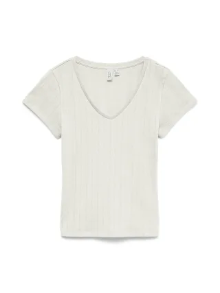 VERO MODA - VMKOLLIE S/S V-NECK TOP JRS BTQ Snow White - Gr. - S