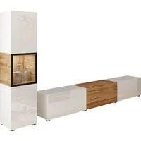 Home affaire Wohnwand BERLIN I, Vitrine Türschlag links/rechts wechselbar, (Komplett-Set, 2-St), moderne grifflose Mediawand Breite 220 cm, Vitrine mit Verglasung