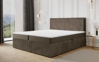 Boxspringbett Schlafzimmerbett HIDIS 160x200cm Stoff Vito Braun