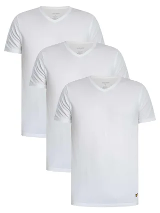 Lyle & Scott 3Er-Pack Basic Lounge V-Ausschnitt T-Shirt, Weiß