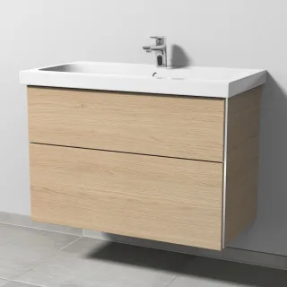 Sanipa 3way Waschtischunterbau zu Geberit iCon Light Waschtisch mit 2 Auszügen, Eiche-Nordic BR57548